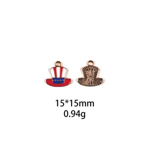 USA vlag hoge hoed legering bedel hanger voor DIY sieraden maken accessoire 15mm 0.94g