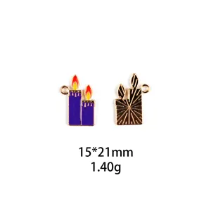 Halloween kaars legering bedels DIY sieraden accessoires hanger maat 15x21mm leuk
