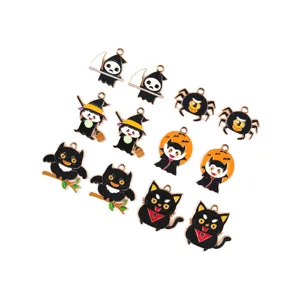 Φεστιβάλ Halloween Κράμα Εμαγιέ Charms Χαριτωμένο Φάντασμα Aράχνη Mάγισσα Bαμπίρ Kουκουβάγια Κρεμαστά Για DIY Βραχιόλι Μπρελόκ Κατασκευή Κοσμημάτων