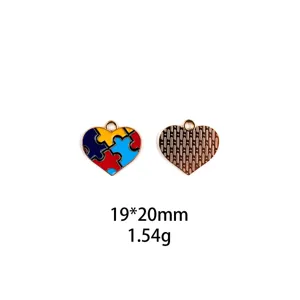 Pendentif cœur puzzle en alliage DIY accessoires de bijoux porte-clés 19x20mm 1,54g neuf chic