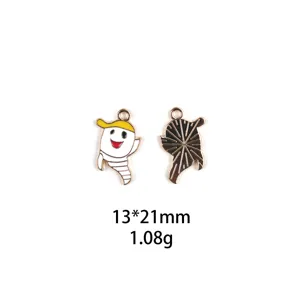 Halloween spook emaille hanger van metaal legering sieraden accessoire sleutelhanger 13x21mm.