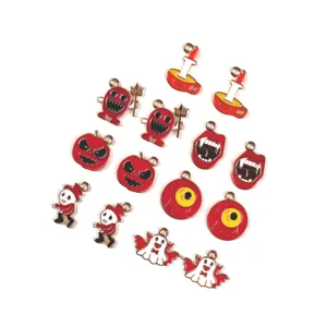 Halloween DIY Zinklegierung Emaille Charms Kürbis Geist Vampir Auge Anhänger Für Armband Schlüsselanhänger Schmuckherstellung