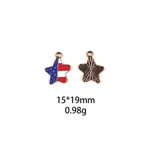 Amerikaanse vlag ster legering bedel DIY sieraden hanger accessoire voor feest 15x19mm.