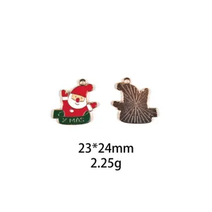Kerst Kerstman Legering Emaille Bedels Hanger voor DIY Sieraden Armband 23x24mm