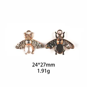 Pendentif abeille en métal alliage bricolage bijoux perle accessoire artisanat 24x27mm