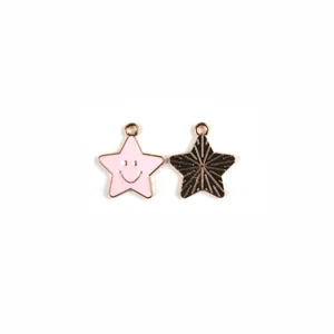 Pendentifs étoile en alliage émail visage souriant DIY accessoires de bijoux porte-clés