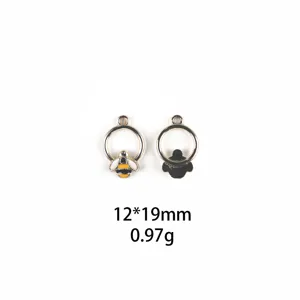 Charmant pendentif abeille en alliage émaillé pour fabrication de bijoux DIY et porte-clés.