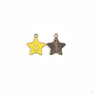 Jolis pendentifs étoile visage souriant émail alliage DIY fabrication bijoux porte-clés