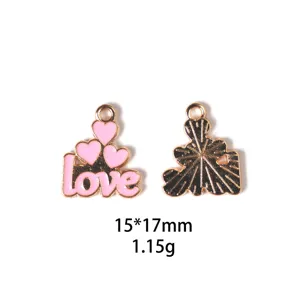 Saint Valentin amour coeur alliage goutte huile pendentif bijoux DIY accessoires porte-clés