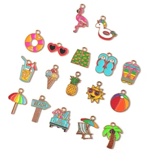 Pendentifs en émaillé alliage plage d'été accessoires de bijoux DIY porte-clés breloques colorées