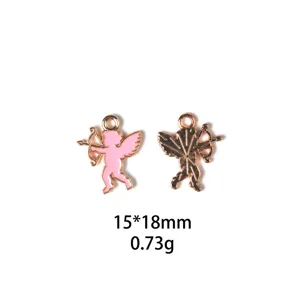 Pendentif charme ange cupidon en alliage DIY pour fabrication de bijoux et porte-clés 15x18mm