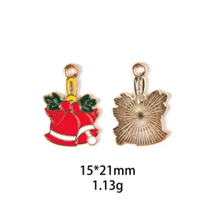 Pendentif Cloche de Noël en Alliage Émaillé pour DIY Fabrication de Bijoux de Fête