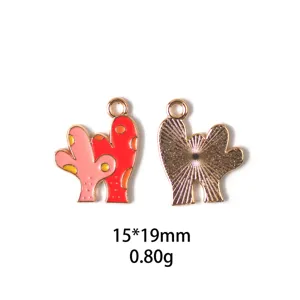 Pendentif émail cactus en alliage accessoire bijoux DIY porte-clés pendentif 15x19mm