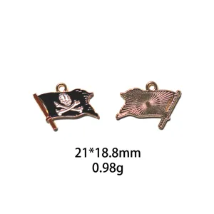 Pendentif drapeau pirate émail métal DIY accessoire bijoux alliage pour porte-clés sac déco.