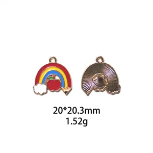 Charmant pendentif émail alliage crayon arc-en-ciel pour fabrication de bijoux DIY.