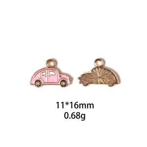 Pendentif voiture coccinelle email en metal alliage bricolage bijoux porte-cles 11x16mm