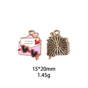 Pendentif lettre d'amour Saint-Valentin alliage émail DIY accessoires de bijoux charms