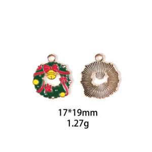 Pendentif breloque DIY en émail métal couronne de Noël pour collier porte-clés bijoux