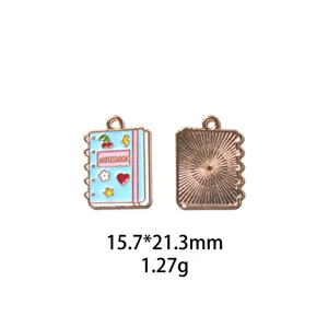 Joli pendentif en métal émaillé en forme de carnet pour bijoux DIY 15.7x21.3mm