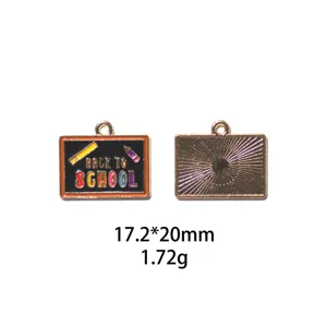Retour à l'école émail alliage pendentif charm DIY bijoux fabrication accessoires 17.2x20mm