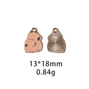 Schattige Capibara Geemailleerde Hanger 13x18mm Legering DIY Sieraden Accessoires voor Sleutelhangers.