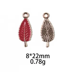 Rode bladlegering hanger DIY sieraden accessoires 8x22mm metalen ambachtelijke onderdelen