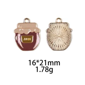 Emaille jam pot metaal bedel hanger DIY legering sieraden accessoires 16x21mm