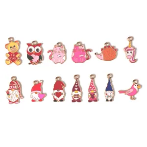 Breloques en alliage émaillé Saint Valentin pendentifs mignons pour fabrication bijoux porte-clés
