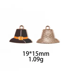 Thanksgiving pelgrim hoed gelegeerde geëmailleerde bedel DIY sieraden accessoires