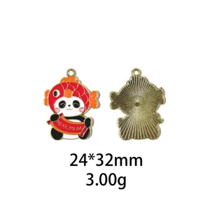 Mignon pendentif en alliage de panda du Nouvel An accessoires de bijoux 24x32mm 3g