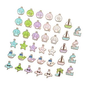 Zomer Oceaan Serie Zeester Schelp Walvis Zeilboot Legering Druppelolie Charms DIY Sieraden Accessoires Sleutelhanger Hangertjes