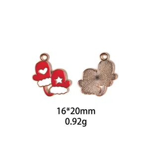 Pendentif en métal émaillé mitaine de Noël accessoire pour les bijoux DIY 16x20mm