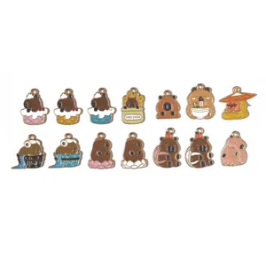 Leuke Capybara Emaille Legering Hanger DIY Bedel Sleutelhanger Hangend Accessoire Voor Sieraden Maken