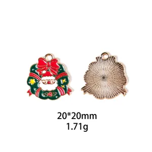 Pendentif émaillé Père Noël de Noël, accessoire de bijoux DIY, taille 20x20mm.
