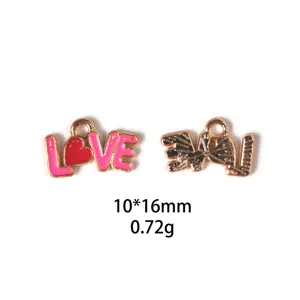 Pendentif lettre d'amour en alliage goutte d'huile Saint Valentin accessoires bijoux DIY