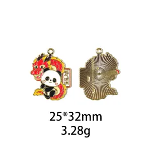 Mignon panda dragon pendentif en alliage DIY porte-clés et accessoires bijoux 25x32mm