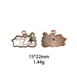 Pendentif de noel en metal pour accessoires bijoux diy collier 15x22mm design new