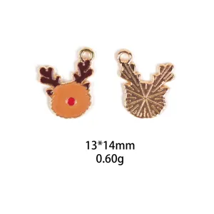 Pendentif en alliage renne de Noël accessoire bijoux DIY 13x14mm apprêts porte-clés