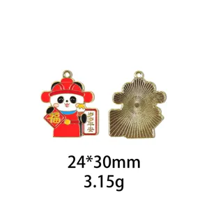 Pendentif en alliage panda du Nouvel An chinois accessoire bijoux DIY pour porte-clés