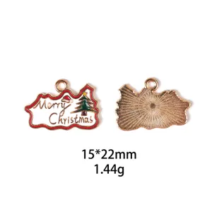Pendentif en alliage de Noël détail, beau design d'arbre de Noël, taille 15x22mm.