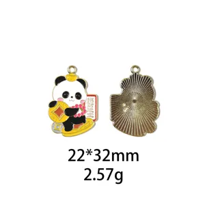 Pendentif en métal panda style chinois accessoires de bijoux DIY porte-clés 22x32mm