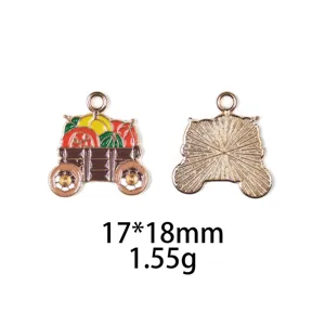 Dankbaarheid kalkoen pompoen wagen metalen hanger detail, 17x18mm legering sieraden.