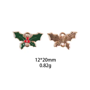 Breloques pendentifs de bijoux de feuille de houx de Noël en alliage taille 12x20mm