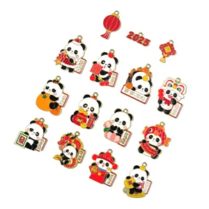 Pendentifs breloques en alliage panda du Nouvel An chinois pour fabrication de bijoux et porte-clés
