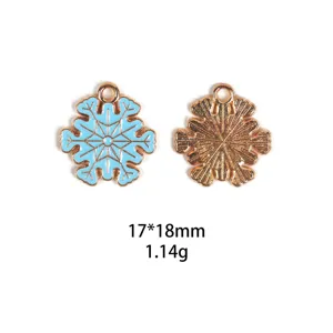 Pendentif flocon de neige en alliage émaillé pour fabrication de bijoux DIY et accessoires.