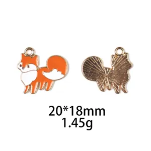 Alloy vos bedel DIY sieraden email schattig dier accessoire knutselen 20x18mm 1.45g