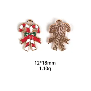 Pendentif en alliage émaillé de canne de Noël DIY accessoires de bijoux pour porte-clés.
