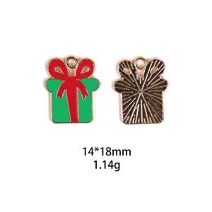 Pendentif breloque boîte cadeau Noël alliage DIY accessoires bijoux porte-clés 14x18mm