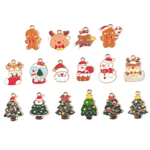 Noël émail charms pendentifs ensemble assorti bricolage fabrication bijoux porte-clés.