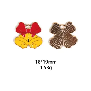 Pendentif breloque bijoux DIY en alliage cloche de Noël, design double, 18x19mm 1.53g.